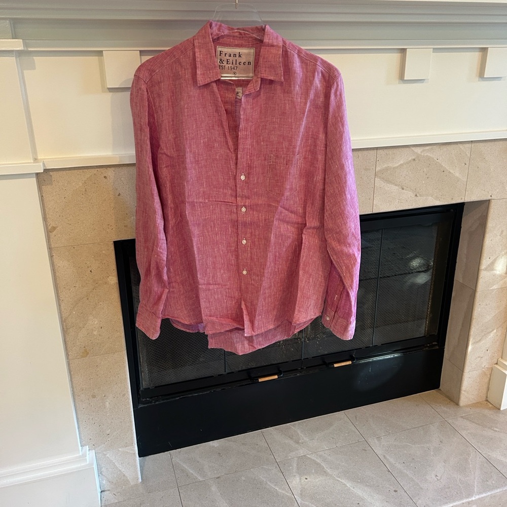 Frank and Eileen Linen pink long sleeve button-down size small EUC